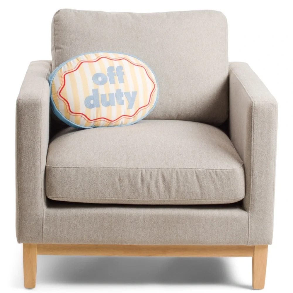 Round 'Off Duty' Striped Accent Pillow in Yellow, Blue & Red